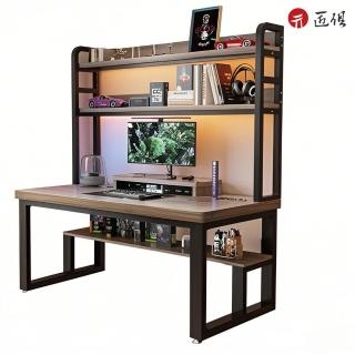 【匠俱】實木電腦桌 80CM橡木色黑架帶洞洞板電競桌(25MM加厚桌面 書架一體書桌 學習桌 辦公桌 電玩桌)