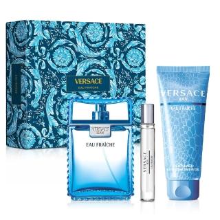 【VERSACE 凡賽斯】雲淡風輕男性香水春季禮盒-淡香水100ml+沐浴精150ml+隨身瓶10ml(平行輸入)