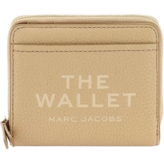 【MARC JACOBS】奶茶荔枝紋皮革迷你方形對折釦式拉鍊零錢袋短夾