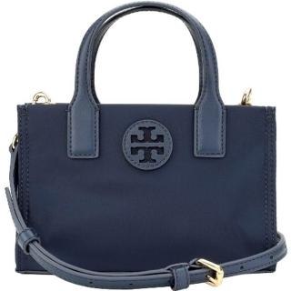 【TORY BURCH】ELLA藍色簡約經典雙T LOGO尼龍輕便迷你手提斜揹包