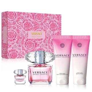【VERSACE 凡賽斯】香戀水晶淡香水禮盒-淡香水90ml+香體乳100ml+浴凝露100ml+小香5ml(平行輸入)
