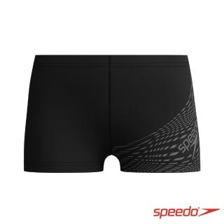【SPEEDO】男孩 運動四角泳褲Medley Logo(黑/炭灰)