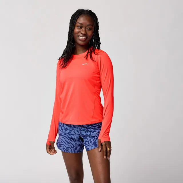 【BROOKS】女 Sprint Free 長袖上衣 3.0_橘(221711698)