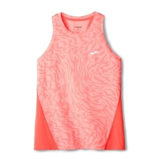 【BROOKS】女 Sprint Free 運動背心 3.0 螢光辣椒紅/速度波紋(221713622)