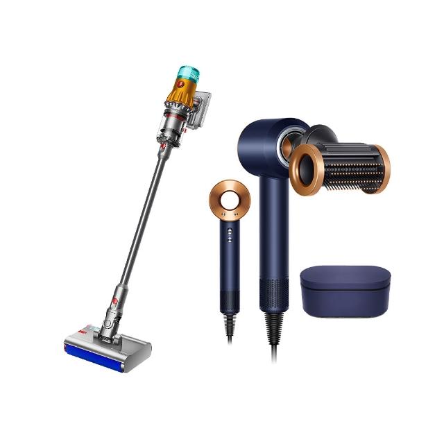 【dyson 戴森】V12s 乾溼全能洗地吸塵器(雙主吸頭)+ HD15 溫控吹風機(普魯士藍禮盒版)(超值組)