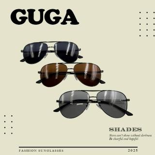 【GUGA】偏光金屬太陽眼鏡 飛行員造型款(不鏽鋼金屬 俐落型 防曬抗眩光UV)
