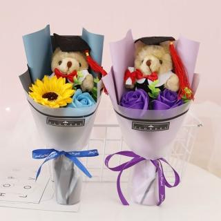 【Warm House Decor 暖和家居】向日葵小熊畢業花束(幼兒園畢業花束 小熊花束 向日葵花束 畢業禮物)