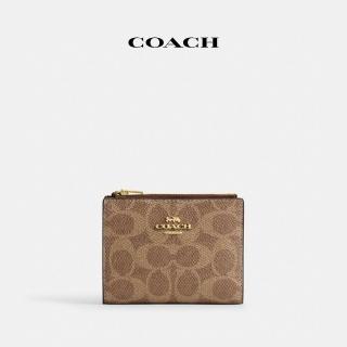 【COACH】蔻馳官方直營 經典Logo折疊皮夾-棕黃色/棕色(CW803)