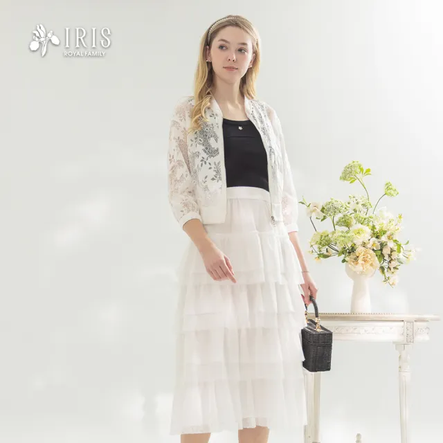 【IRIS 艾莉詩】清雅蕾絲飛行外套-2色(52514)