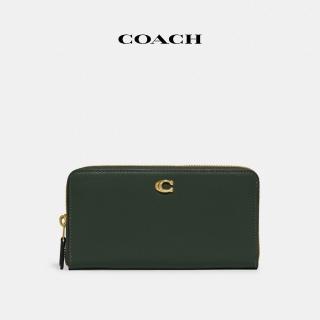 【COACH】蔻馳官方直營 風琴褶拉鍊皮夾-B4/亞馬遜綠色(CH801)