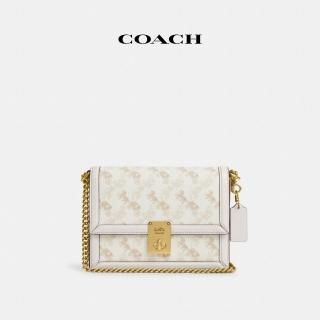【COACH】蔻馳官方直營 HUTTON馬車圖案印花單肩手袋-B4/粉筆白色 混合色(CZ318)