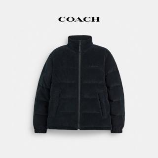 【COACH】蔻馳官方直營 燈芯絨羽絨外套-黑色(CT737)