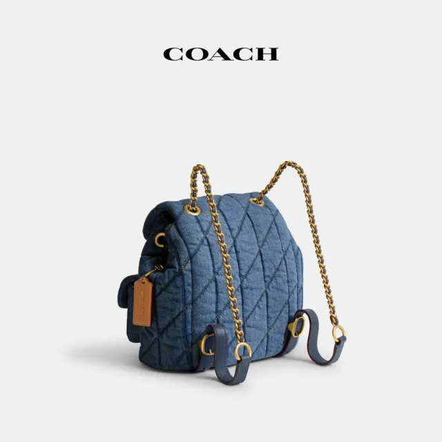 【COACH】蔻馳官方直營 TABBY 絎縫設計後背包 雙肩包-B4/靛藍色(CZ747)