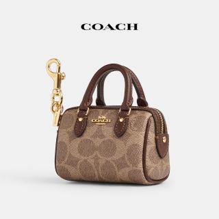 【COACH】蔻馳官方直營 ROWAN經典Logo迷你手袋掛件 鑰匙圈 掛飾 吊飾-IM/棕黃色/棕色(CX068)