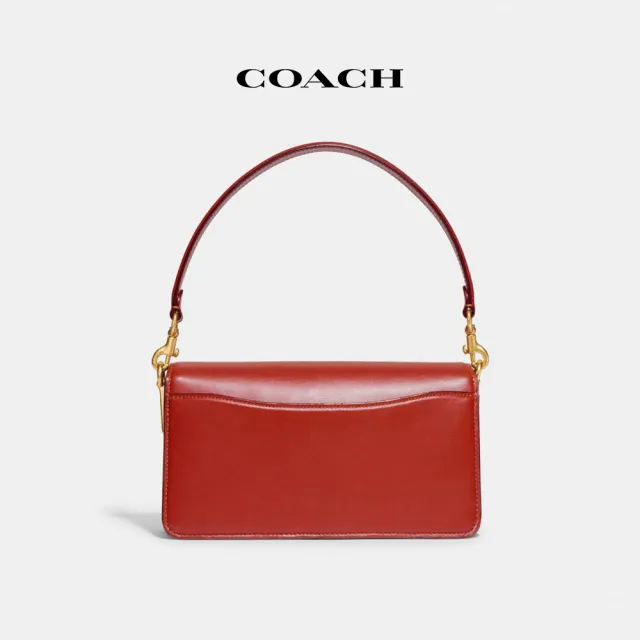 【COACH】蔻馳官方直營 TABBY 26 經典 SIGNATURE 帆布單肩手袋-棕黃色鏽紅色(CI032)