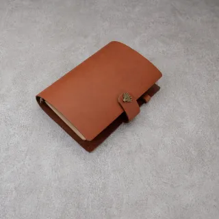 【Be Two】真皮 A6活頁筆記本 客製燙金 咖色牛皮(設計師手縫 台灣設計製造)