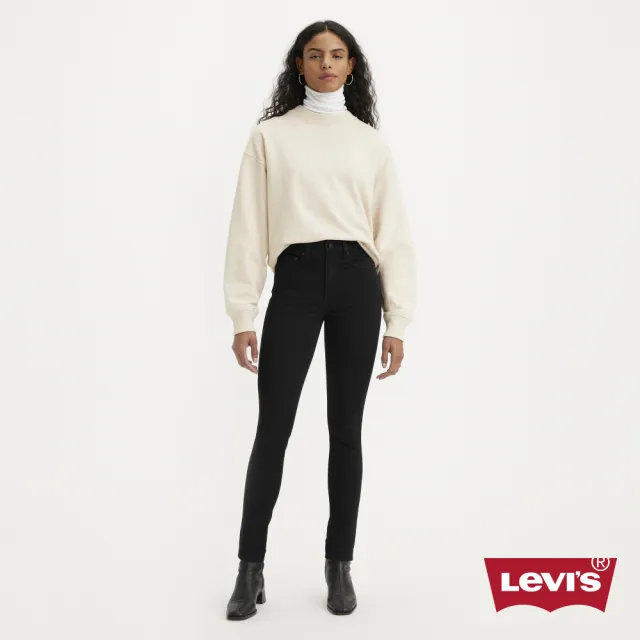 【LEVIS】女款 721 高腰緊身窄管牛仔長褲/四向彈性延展/黑色基本款/黑皮牌 熱賣單品 18882-0233