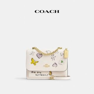 【COACH】蔻馳官方直營 KLARE素描印花斜背手袋-IM/粉筆白色 混合色(CAK15)