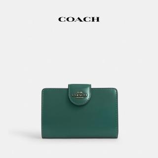 【COACH】蔻馳官方直營 中號拉鍊皮夾-祖母綠色(CW526)