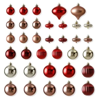 【NITORI 宜得利家居】聖誕球組 35P MIX RE/BR N4AS(聖誕球組 聖誕)