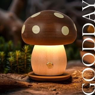 【GOOD DAY】ins風實木蘑菇小夜燈(小夜燈氛圍 床頭燈 燈擺件)