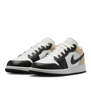 【NIKE 耐吉】休閒鞋 女鞋 大童 運動鞋 AJ1 喬丹 AIR JORDAN 1 LOW GS 白黑卡其 553560-153