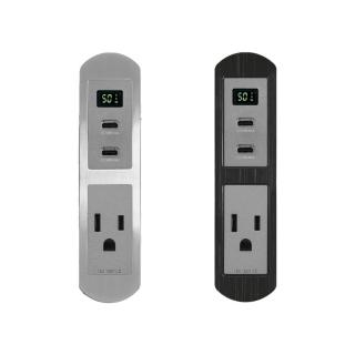 【易智快充】AC插座+50w USB插座(超薄面板貼合訂製傢俱-金屬質感磁吸兩孔面板-省空間系列)