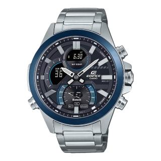 【CASIO 卡西歐】EDIFICE 藍芽連線 雙顯男錶 不鏽鋼錶帶 防水100米 ECB-30D(ECB-30DB-1A)
