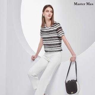 【Master Max】羅紋拼接洞洞條紋短袖上衣(8417018)