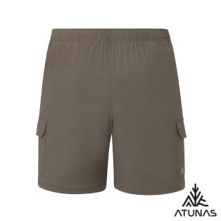 【ATUNAS 歐都納】男款輕薄透氣休閒鬆緊抽繩短褲(A1PA2522M橄綠/吸濕排汗/戶外健行/旅遊/防曬抗UV)