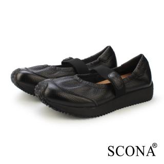 【SCONA 蘇格南】真皮 樂活休閒娃娃鞋(黑色 7425-1)