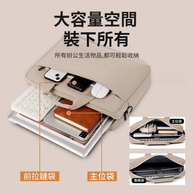 【ANTIAN】16吋 單肩斜挎大容量手提筆電包 Macbook防摔防震電腦包 可套行李箱 公事包