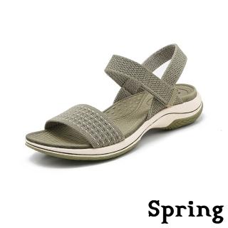 【SPRING】一字涼鞋 彈力涼鞋/舒適飛織彈力一字帶運動風涼鞋(綠)