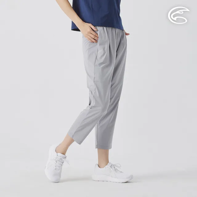 【ADISI】女彈性乾爽快排簡約打摺長褲 AP2511067 中灰(透氣 吸濕 快乾 輕量 九分褲 休閒褲)