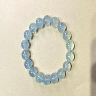 【佰財水晶珠寶】天然老礦碎冰冰薄荷綠海藍寶手串11mm