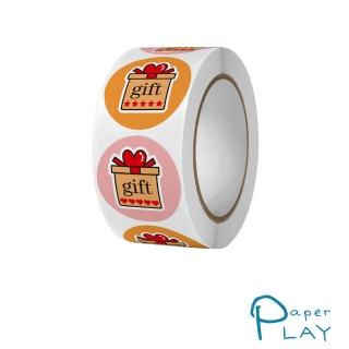 【Paper Play】創意多用途標籤貼紙-可愛卡通小禮物五星好評圖樣 標籤貼 獎勵貼 封口貼 500枚入(標籤貼紙)