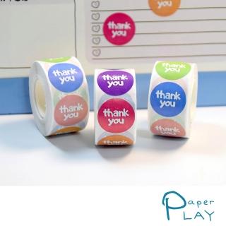 【Paper Play】創意多用途標籤貼紙-可愛彩色點點THANK YOU 標籤貼 獎勵貼 封口貼 500枚入(標籤貼紙 標籤貼)