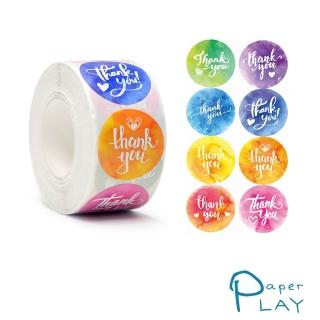 【Paper Play】創意多用途標籤貼紙-清新鮮艷粉彩THANK YOU 標籤貼 獎勵貼 封口貼 500枚入(標籤貼紙 標籤貼)