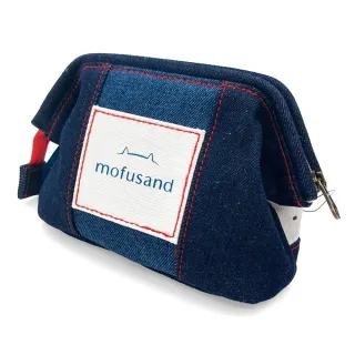 【sun-star】mofusand 貓福珊迪 單寧風牛仔布大開口收納包 化妝包 櫻桃貓咪