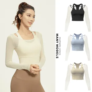 【STizi 史堤茲】假兩件網紗背心式上衣 瑜珈服 運動服(SK-044)