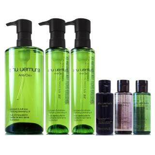 【Shu Uemura 植村秀】明星潔顏油450ml+150ml*2+50ml*3 - 抹茶精萃/覆盆子/黑米(共900ml容量組 專櫃公司貨)