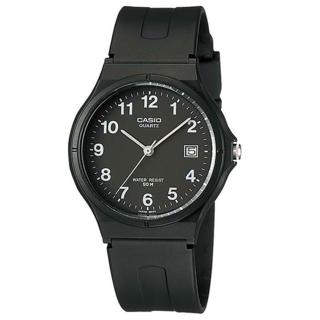 【CASIO 卡西歐】MW-59-1B 輕巧靜音 日期顯示指標錶(學生考試必備 錶徑約3.6公分)