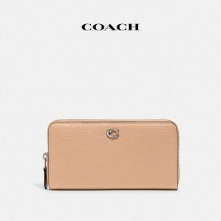 【COACH】蔻馳官方直營 風琴褶拉鍊皮夾-淺黃色(CC489)