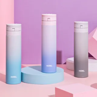 【THERMOS膳魔師】漸層不鏽鋼超輕量自動上鎖真空保溫杯450ml(JNS-453)