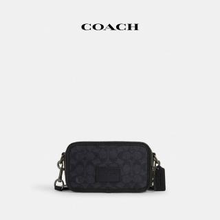 【COACH】蔻馳官方直營 WYATT經典Logo斜揹包-炭黑色/黑色(CW365)
