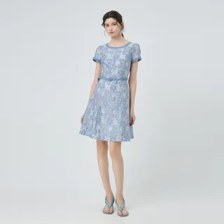 【ILEY 伊蕾】燒花蕾絲花朵縲縈洋裝(淺藍；M-2L；1252027114)