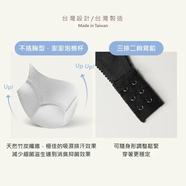 【Clany 可蘭霓】台灣製素面無痕軟鋼圈BCD罩杯女內衣 抑菌竹炭消臭舒適(星河黑 6903-63)