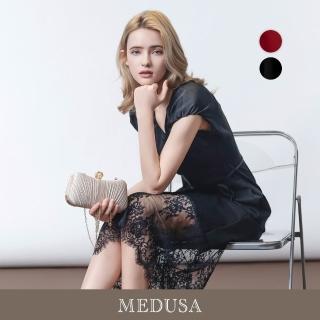 【MEDUSA 曼度莎】現貨-法式優雅緞面抓摺小禮服 - 2色（M-XL）｜小禮服 長洋裝 媽媽禮服(605-93506)