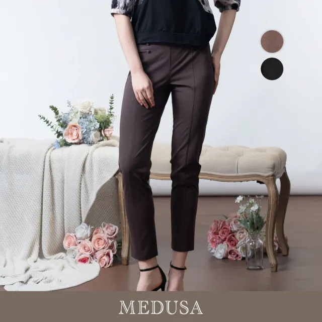 【MEDUSA 曼度莎】現貨-質感雙排釦壓線修身西裝褲 - 2色（M-XL）｜女長褲 修身長褲 西裝長褲(601-74502)