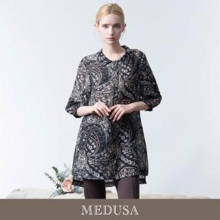 【MEDUSA 曼度莎】現貨-黑色波希米亞透膚長版上衣（M-XL）｜女長版上衣 天絲涼感上衣(601-33901)